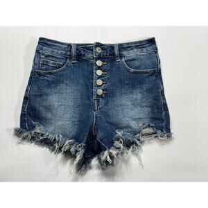 Vervet Women's Button Fly Stretch Denim Blue Cut-Off Shorts - Size S (25x3)